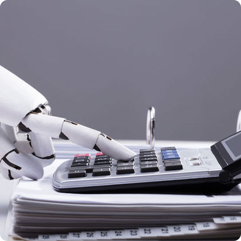  Robotic Process Automation with robot doing calculations