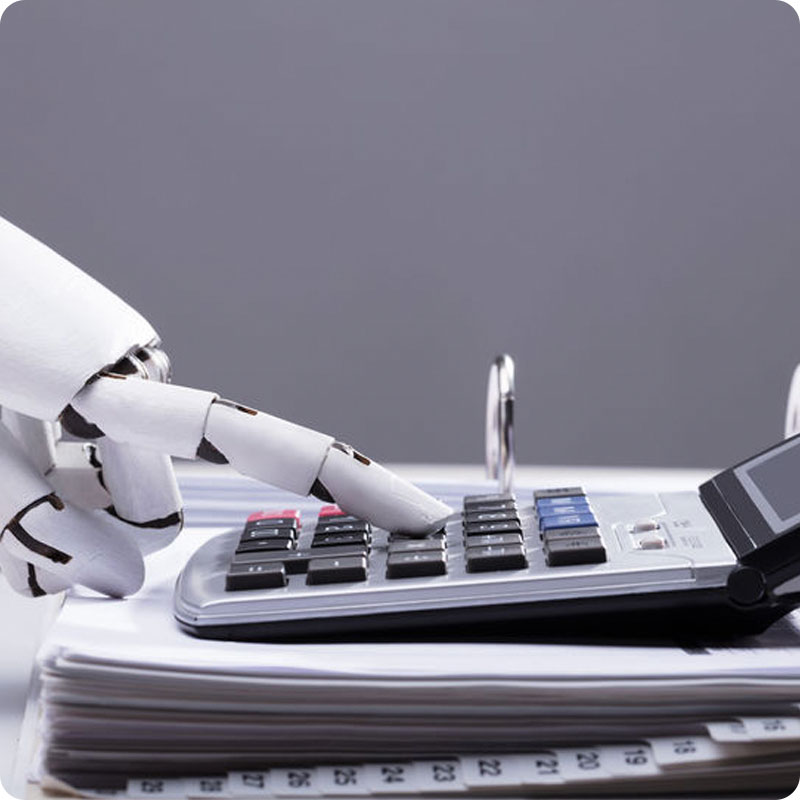 Robotic Process Automation with robot doing calculations